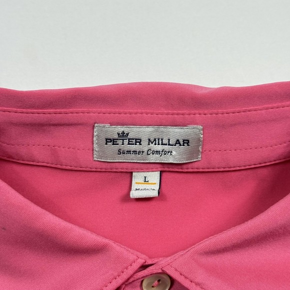 Peter Millar Polo Shirt Mens Large Pink Summer Comfort Golf Performance Stretch - Picture 6 of 11